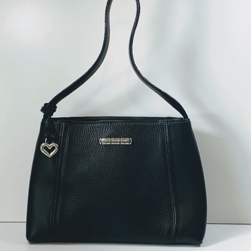 Brighton Black Shoulder Bag with Silver Heart Charm